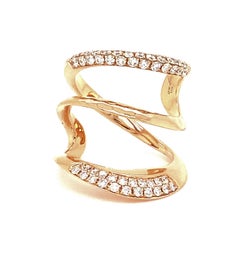 Afarin Collection Triple Band Wide Knuckle Diamond Ring in 18kt Rose Gold