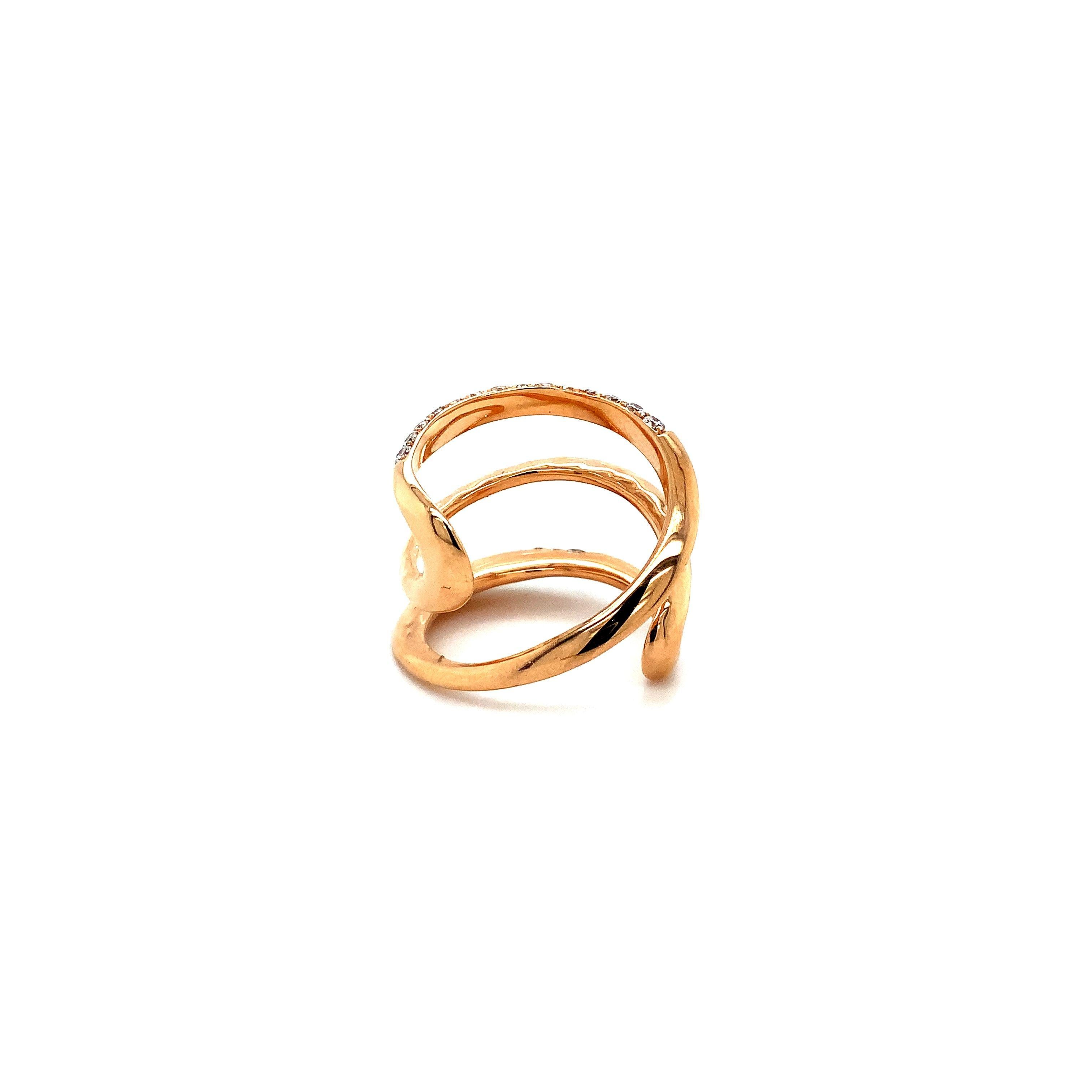 Afarin Kollektion Dreifach-Ring mit breitem Schnabel-Diamant aus 18 Karat Roségold im Angebot 1