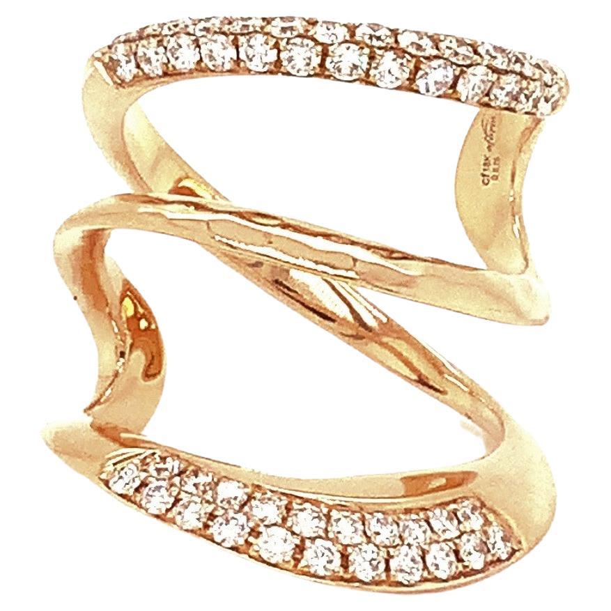 Afarin Kollektion Dreifach-Ring mit breitem Schnabel-Diamant aus 18 Karat Roségold im Angebot
