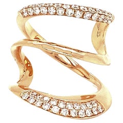 Afarin Collection Bague à trois anneaux larges en or rose 18 carats et diamants