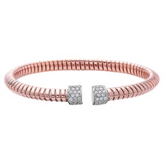 Afarin Collection Tubogas Diamond Cuff Bangle Bracelet in 18k Pink and White Gol