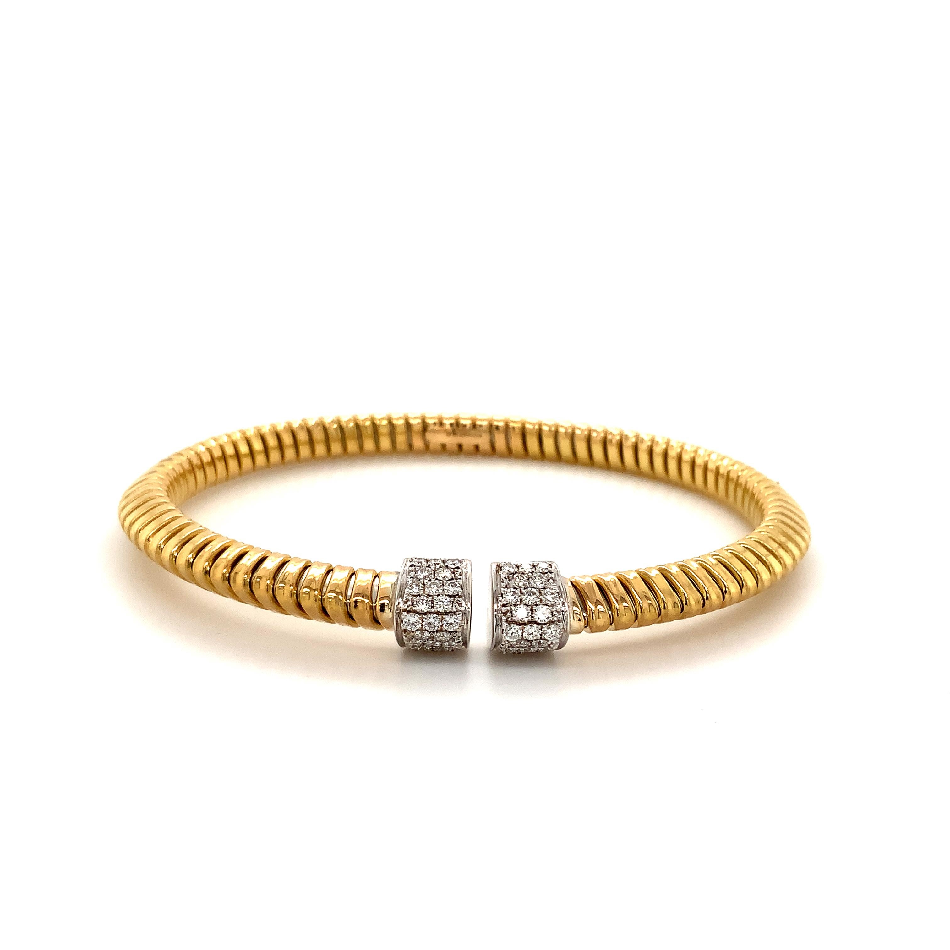 Moderne Afarin Collection Bracelet manchette Tubogas en or bicolore 18 carats et diamants en vente