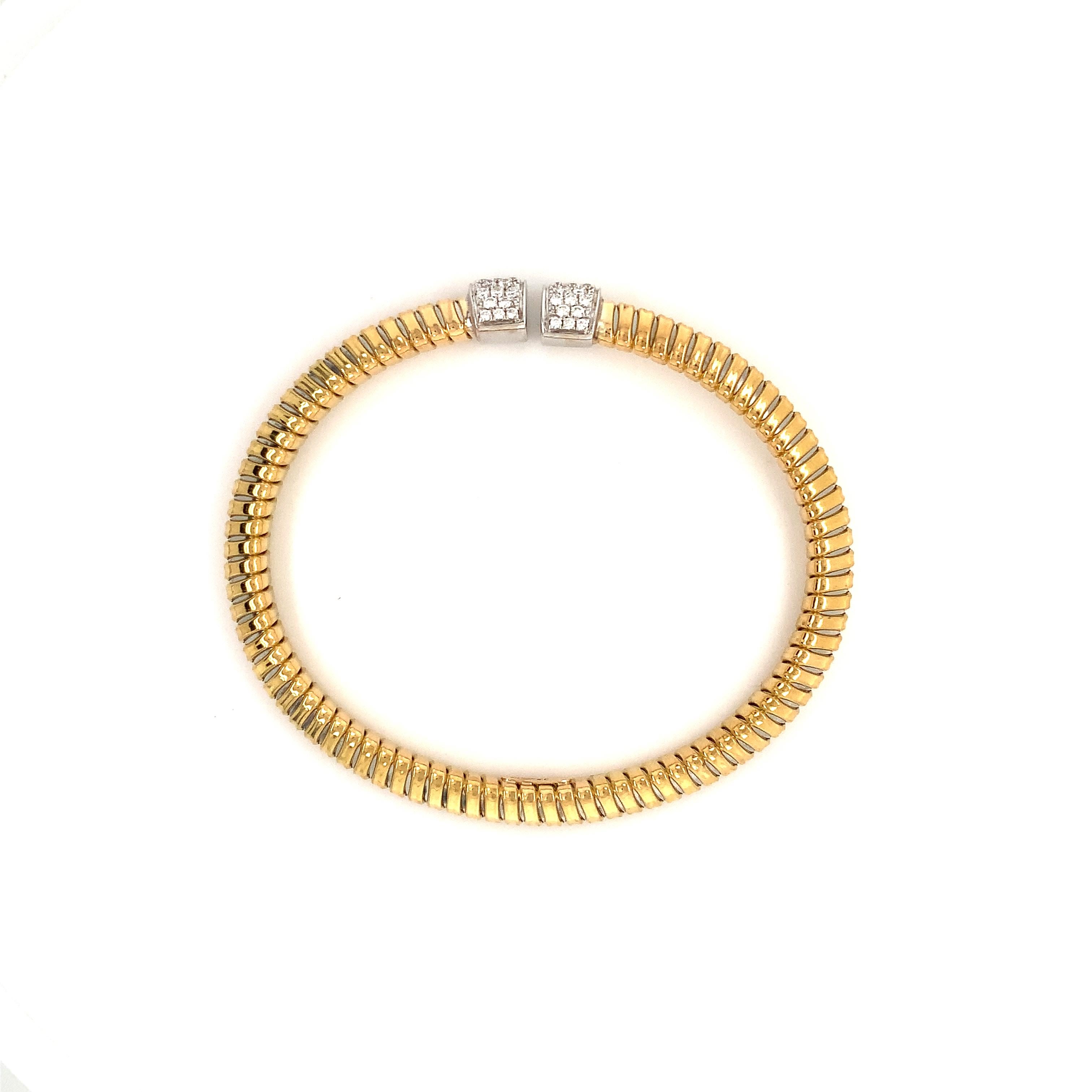 Afarin Collection Bracelet manchette Tubogas en or bicolore 18 carats et diamants Neuf - En vente à Los Gatos, CA