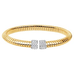 Afarin Collection Tubogas Diamond Cuff Bangle Bracelet in 18k Two Tone