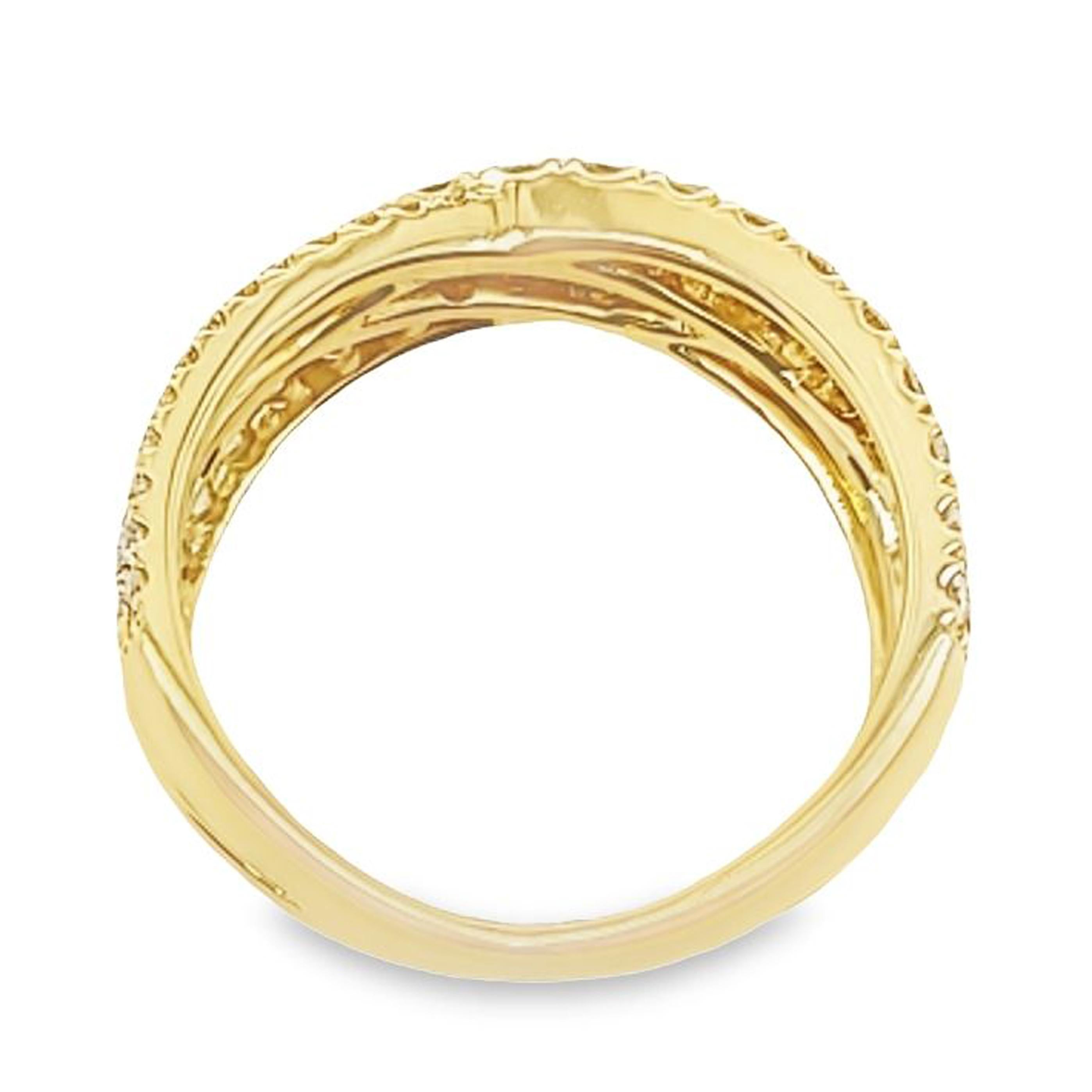 Afarin Crossover-Ring aus Gelbgold und Diamanten im Zustand „Gut“ im Angebot in Coral Gables, FL