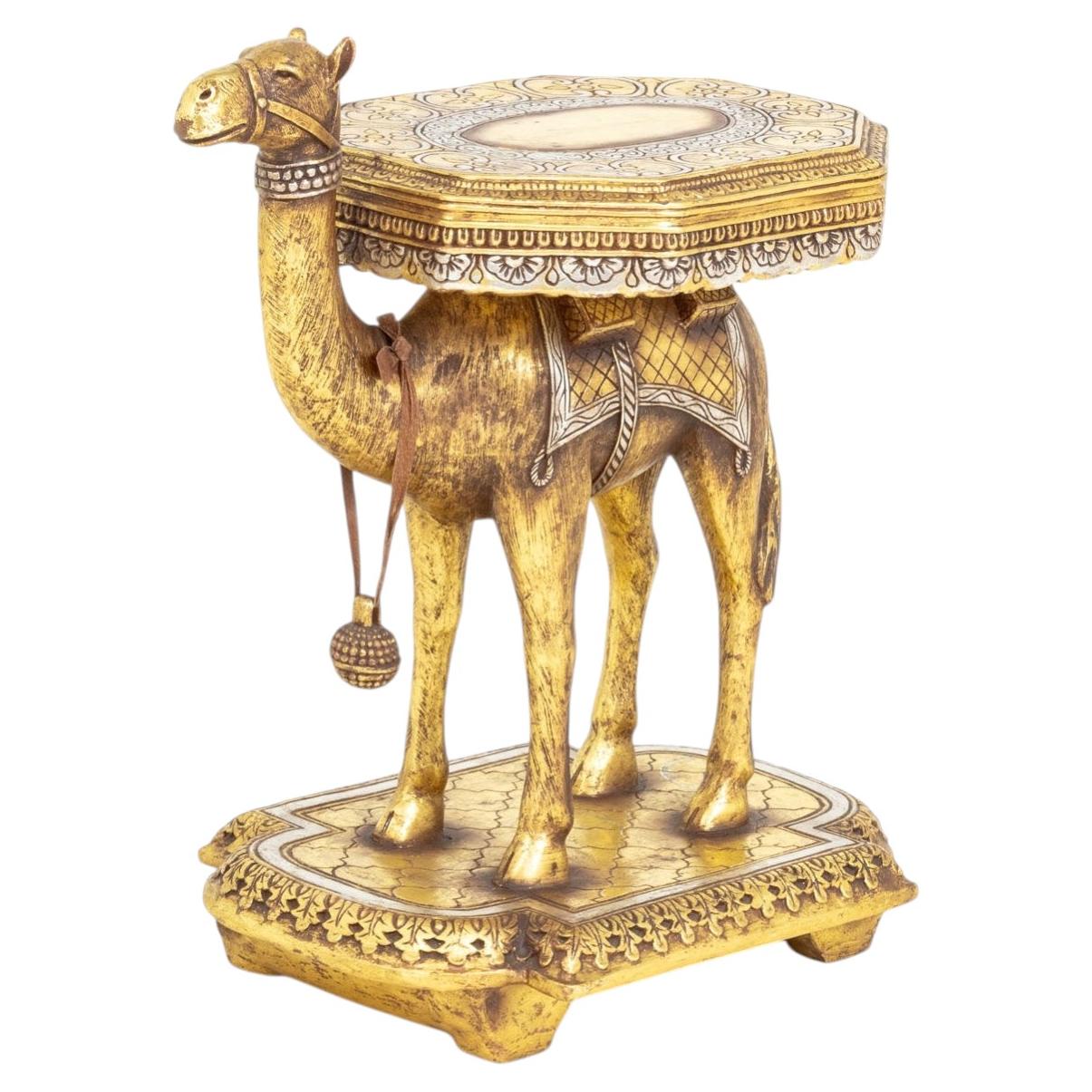 AFD Home Silvered & Giltwood Camel Form Side Table