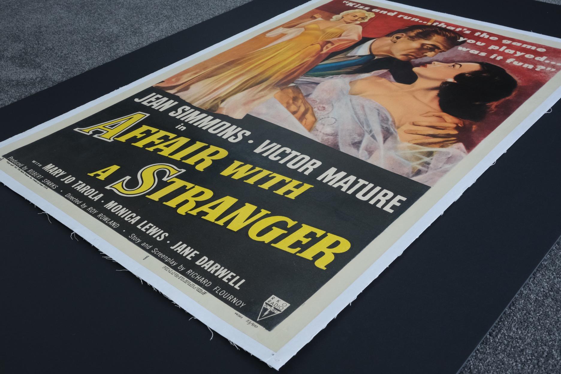 Hollywood Regency Affair with a Stranger '1953' Original Vintage Poster Linen Backed For Sale