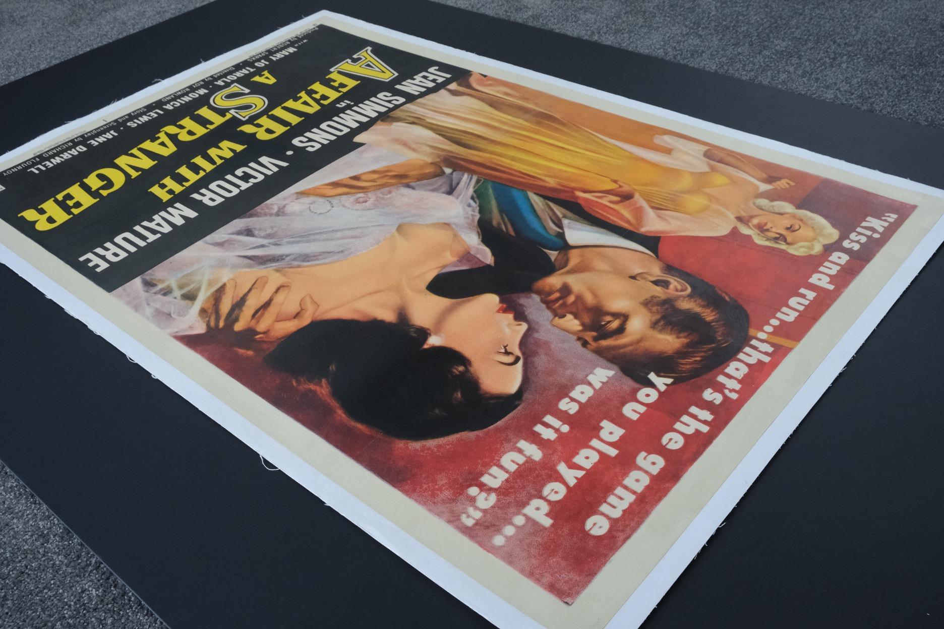 Pressed Affair with a Stranger '1953' Original Vintage Poster Linen Backed For Sale