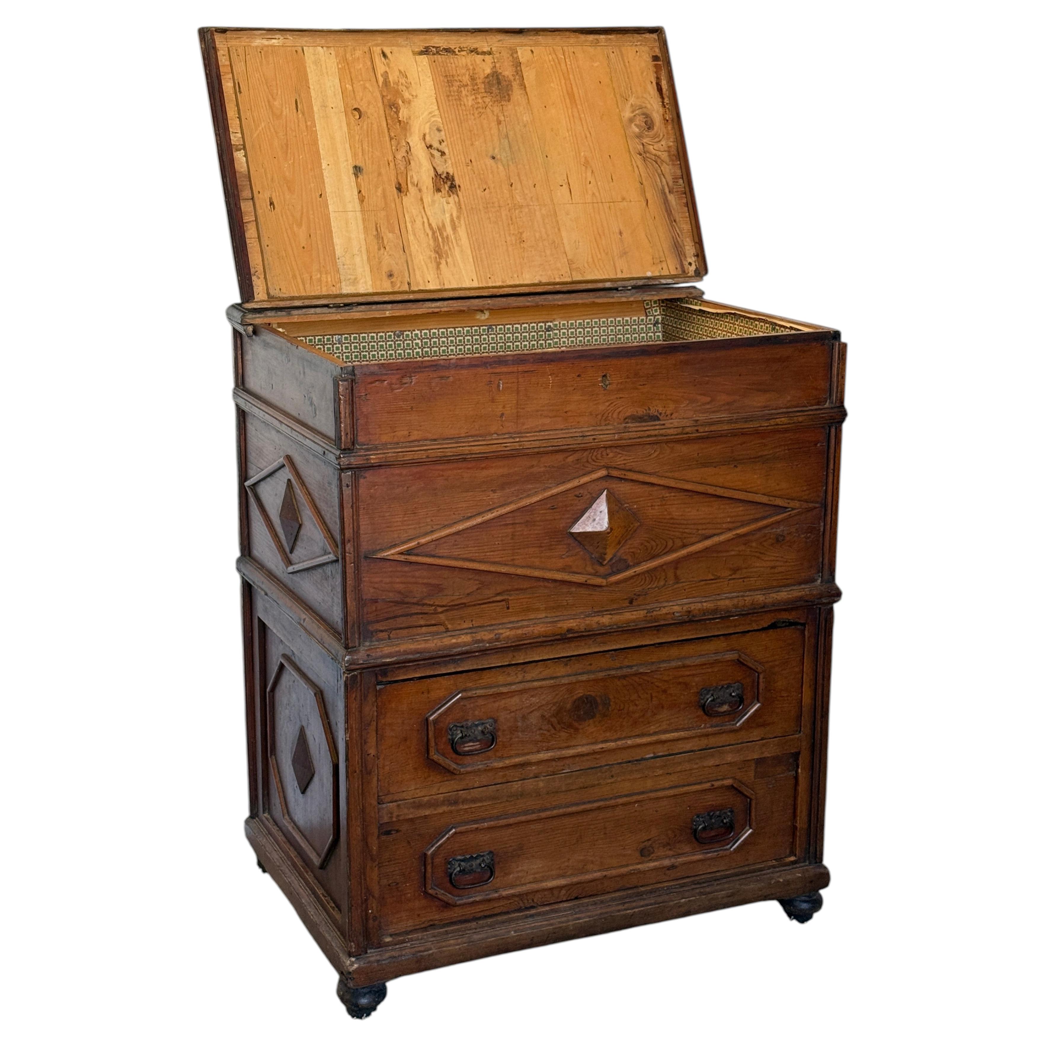 Charming Antique Solid Wood Chest/Chest, 1970s