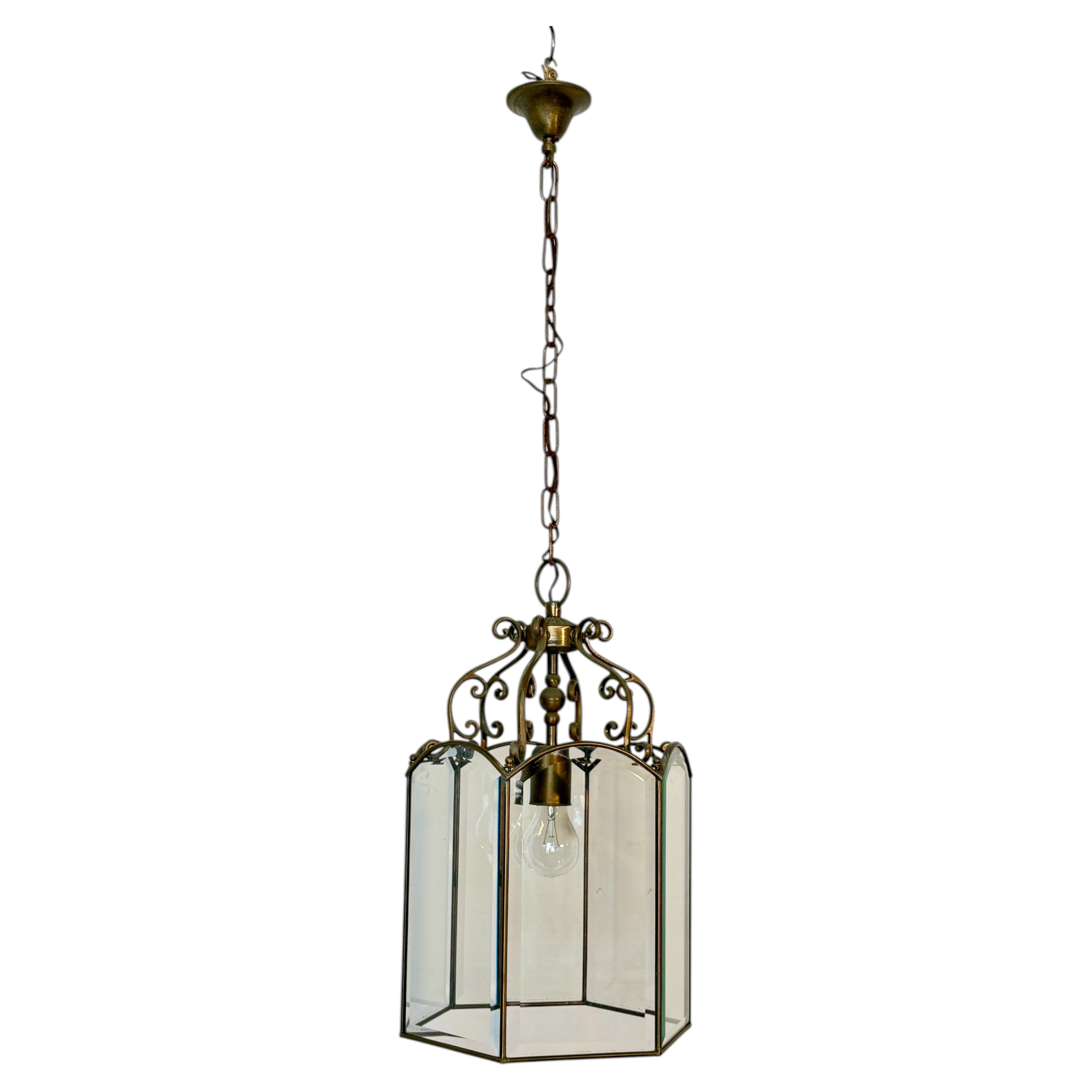 Fascinating brass and glass pendant lamp, Glow Lantern, 1970s