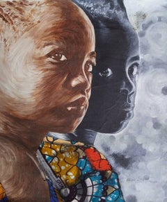 Becoming the Future, Peinture - Acrylique, tissu Ankara sur toile