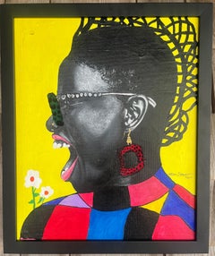 "Say it Out Loud (Soro Soke)" stylish woman with mouth agape, blooming, joyful