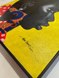 "Sisi Black and Shine" Acrylic portrait of Black woman with yellow background