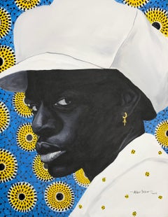 "The Story of a Lover Boy" Peinture acrylique d'un homme noir avec un chapeau blanc
