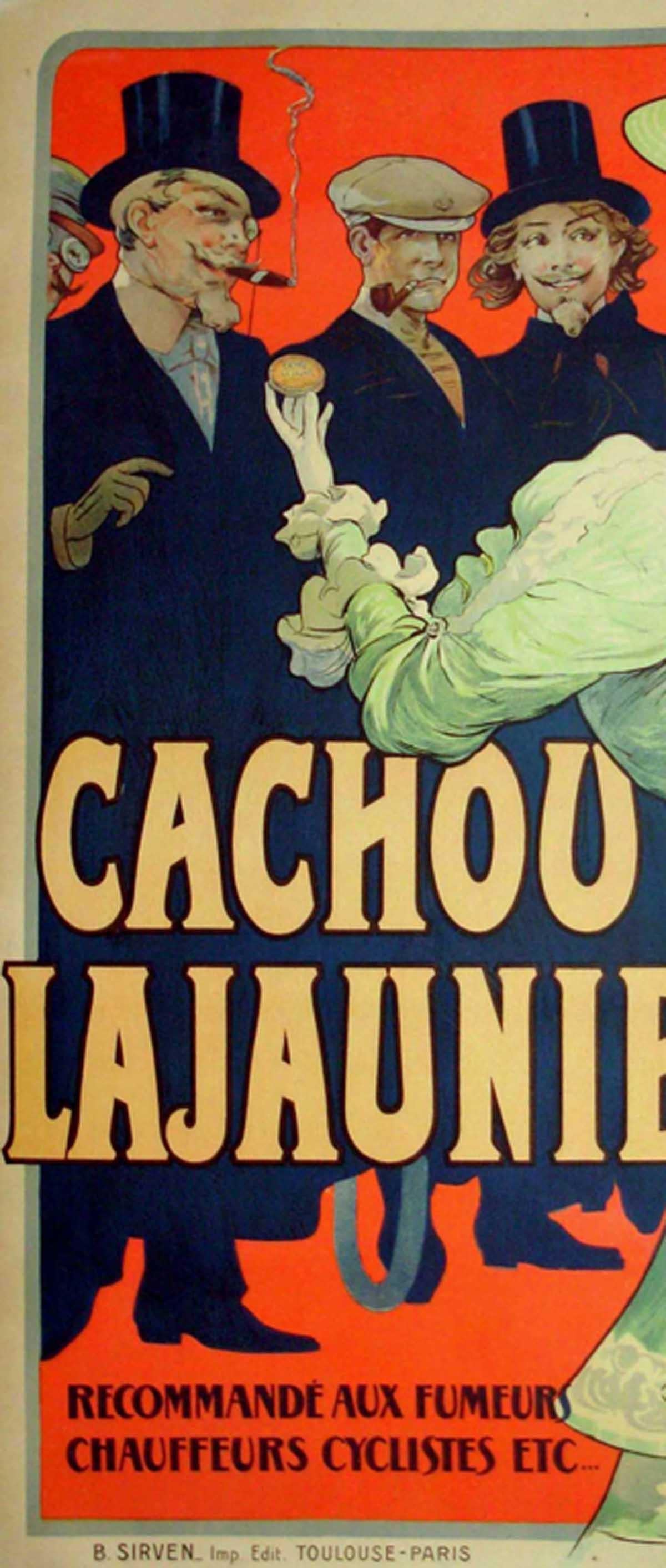 Art Nouveau Affiche Ancienne Originale Publicitaire, Cachou Lajaunie, Tamagno circa 1900 For Sale