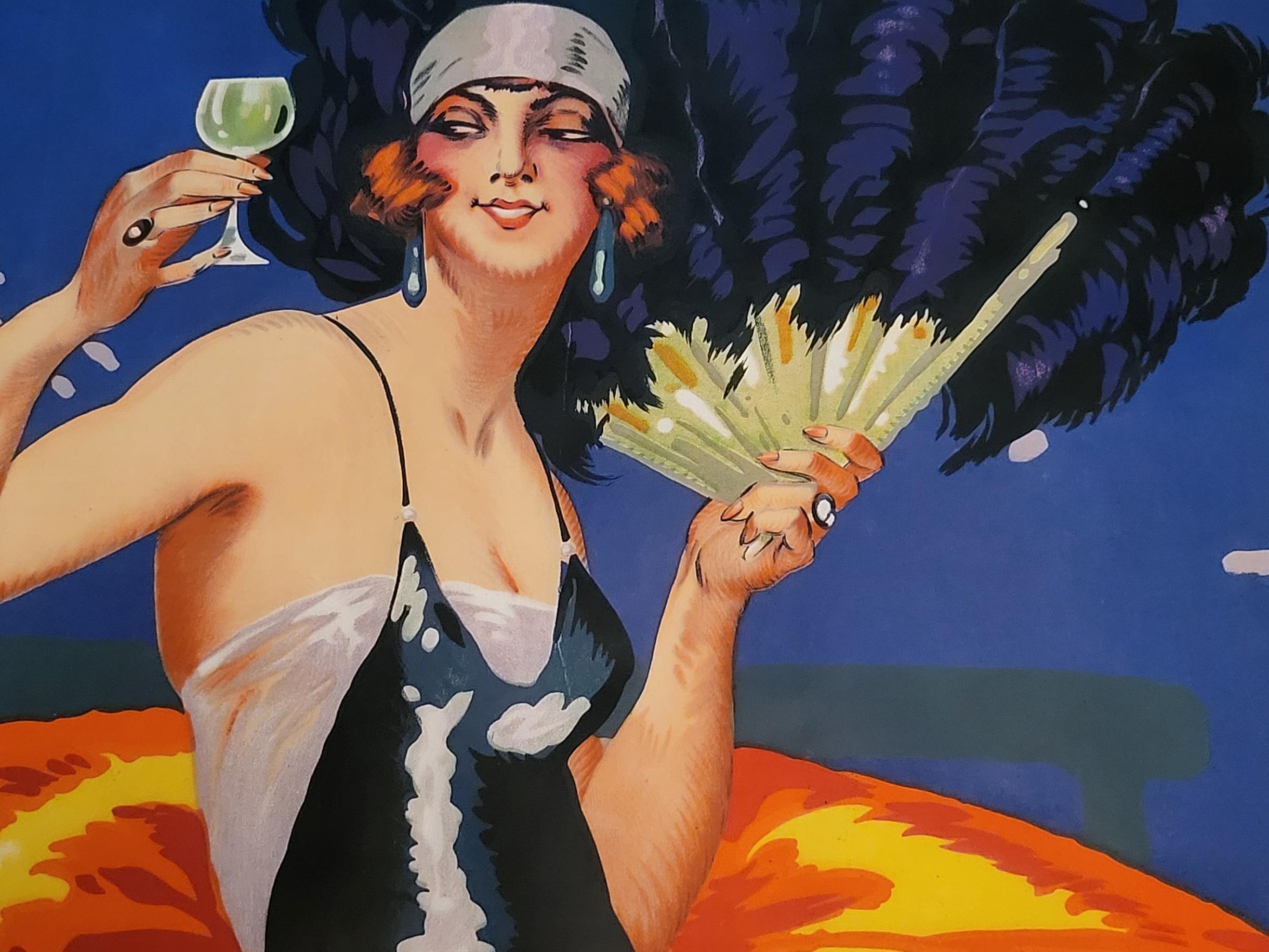Paper Affiche originale FAP ANIS  par Delval Gaby Deslys 1920 French Riviera Vintage