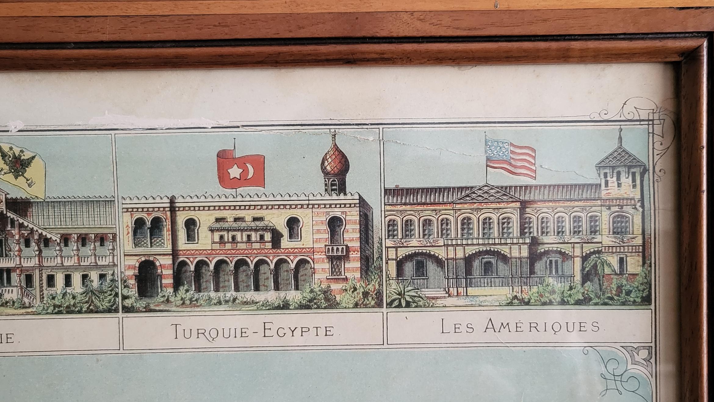 Lithographie de Paris  exposition universelle 1878 JE Goossens France 19è siècle en vente 7