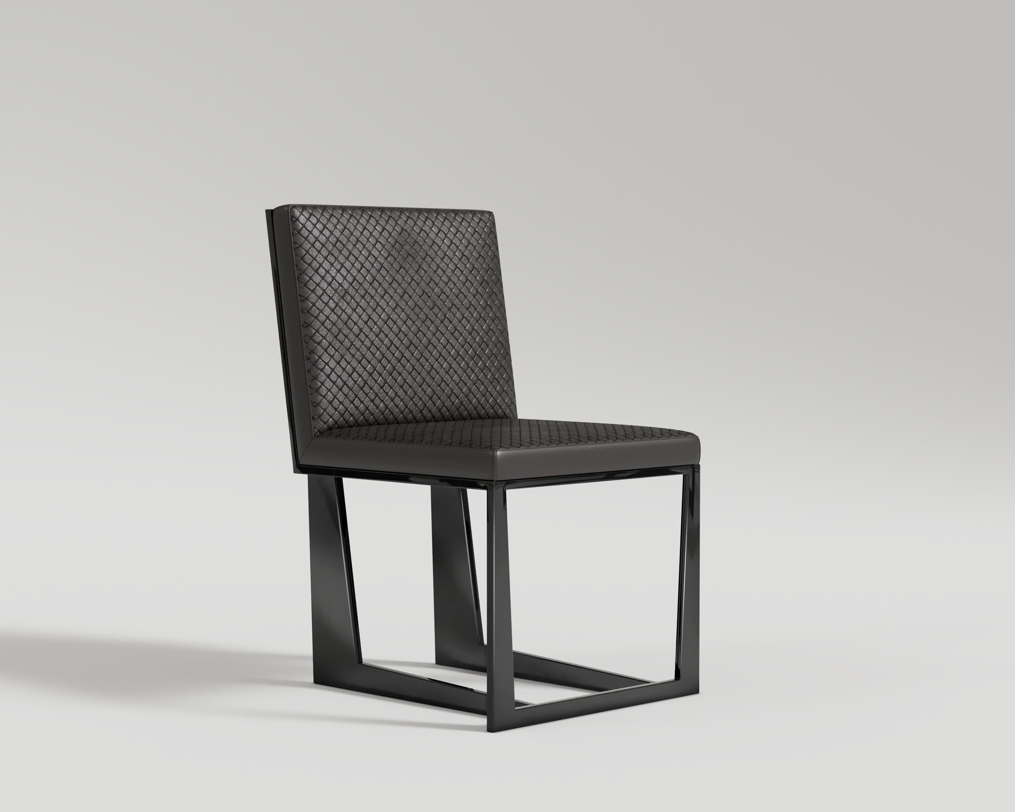 Affilato Chair
The Affilato dining chair features a meticulously crafted design that combines a sturdy metal frame with luxurious leather seating. Hand-made with precision and attention to detail, the chair boasts a sleek and modern aesthetic. The