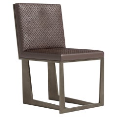 Chaise Affilato en bronze patiné et cuir Bottega par Palena Furniture