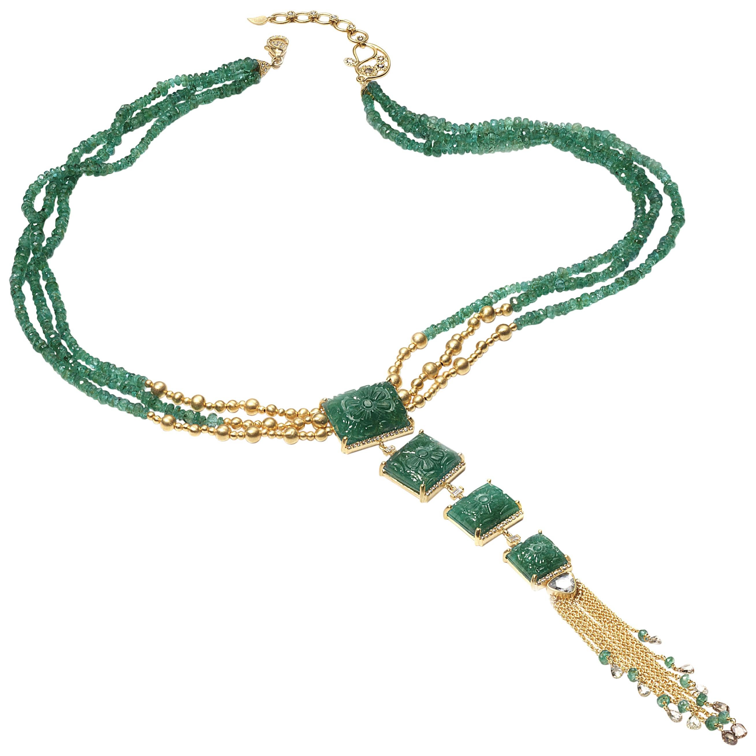 Affinity 20 Karat Drop Emerald Necklace