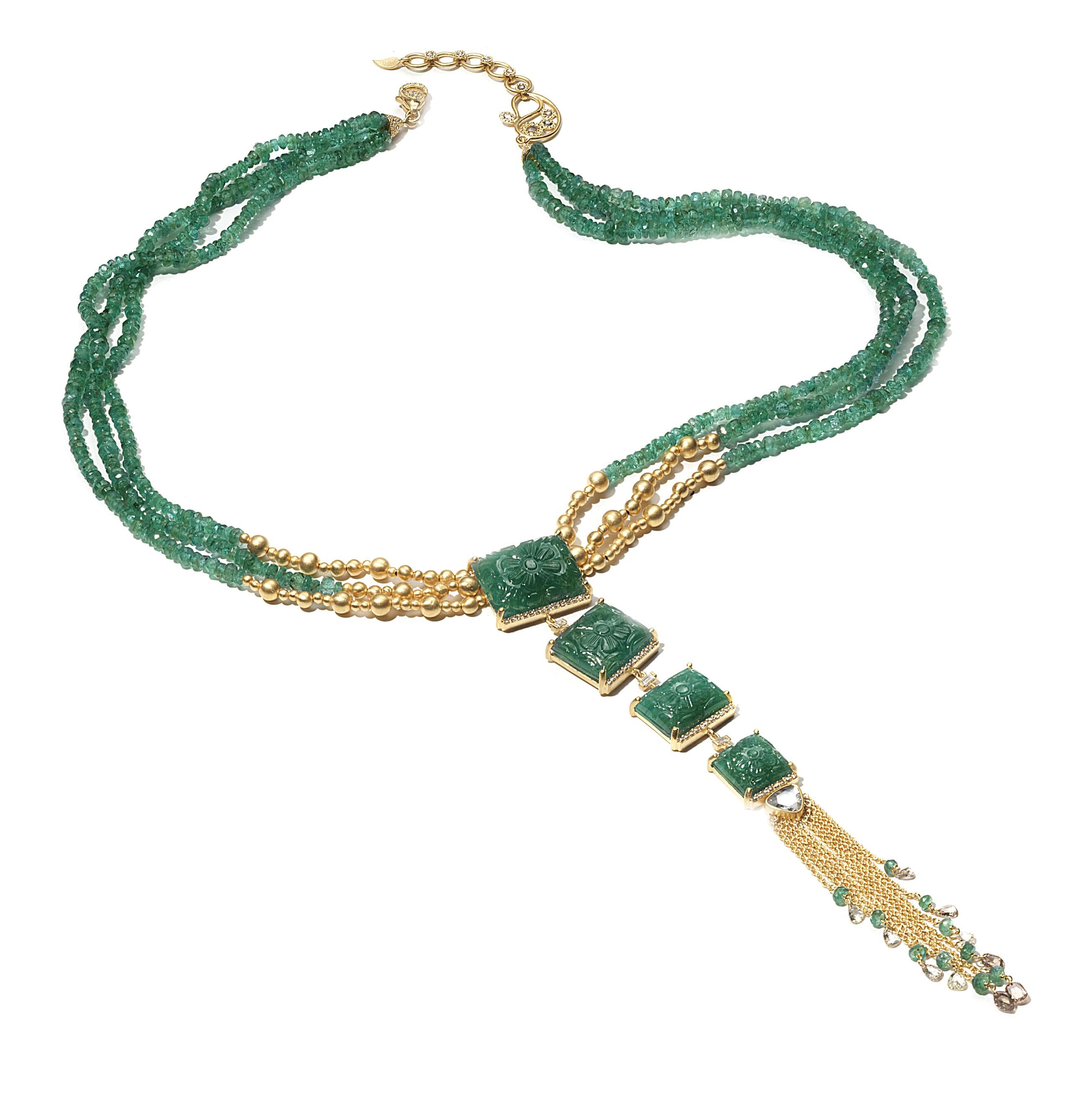 Affinity 20 Karat Drop Emerald Necklace In New Condition In Secaucus, NJ