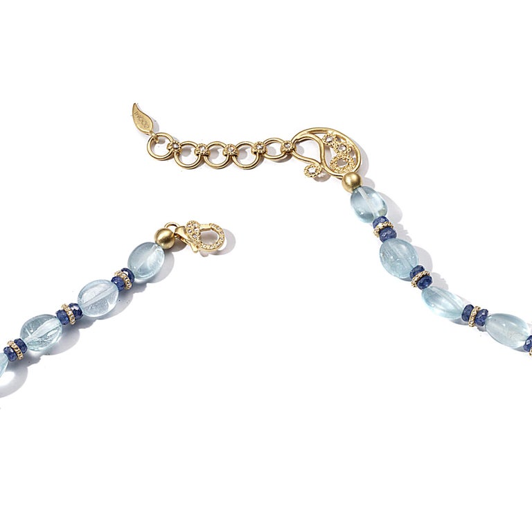 Affinity Aquamarine and Sapphire Necklace For Sale at 1stdibs