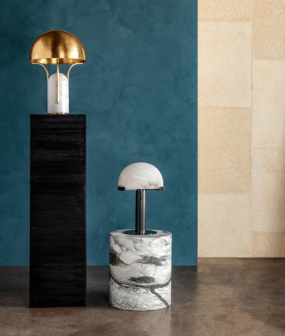 domes black marble table lamp