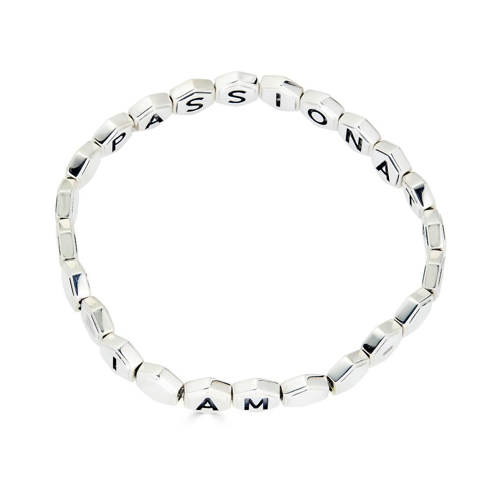 Silver Affirmation Bracelet In New Condition For Sale In Coral Gables, FL
