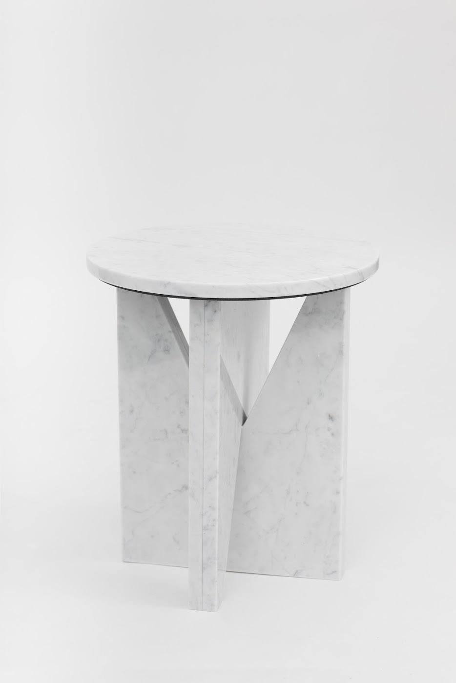 Affordances Side Table with Carrara Top and Carrara Legs by Jonathan Zawada