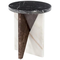 Affordances Side Table with Nero Top and Carrara/Emperador Legs, Jonathan Zawada