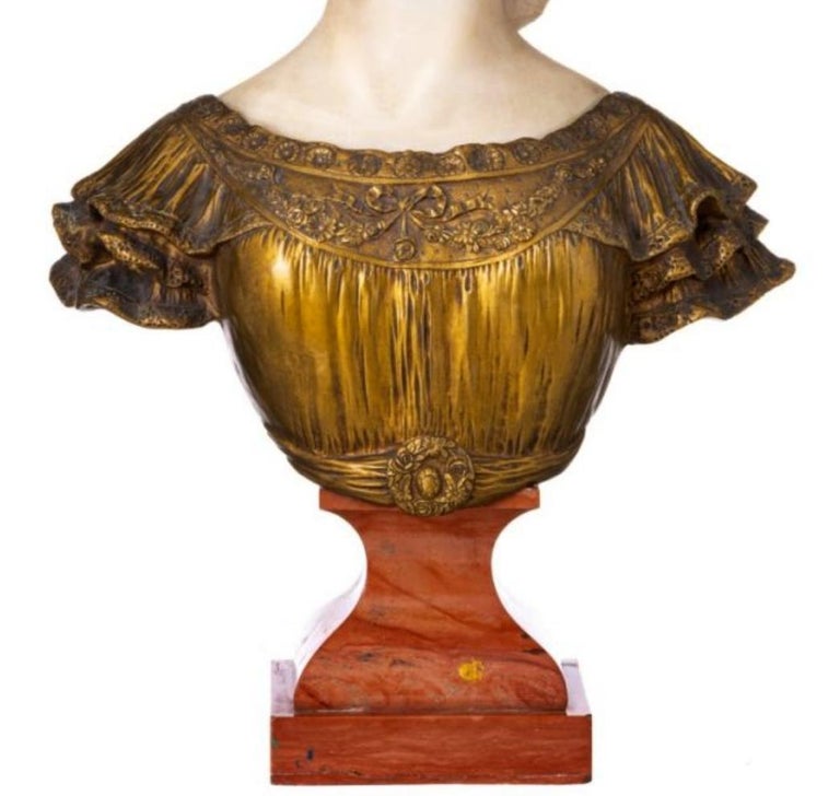 Affortunato Gory, Sculpture in Gilded Bronze and Marble For Sale at 1stDibs