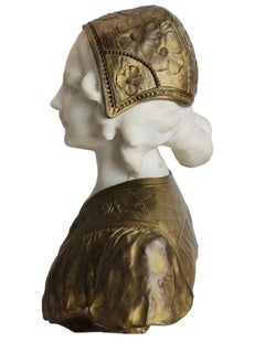 AFFORTUNATO GORY Italian Signed Marble Bust of A Lady