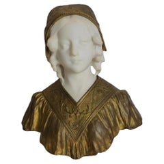 AFFORTUNATO GORY Italian Signed Marble Bust of A Lady