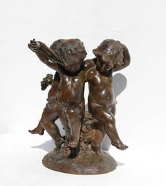 Antique Three Putti, Art Nouveau Bronze by Affortunato Gory