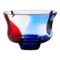 Affresco Centerpiece in Blue, Red and Transparent crystal by Carlo Moretti