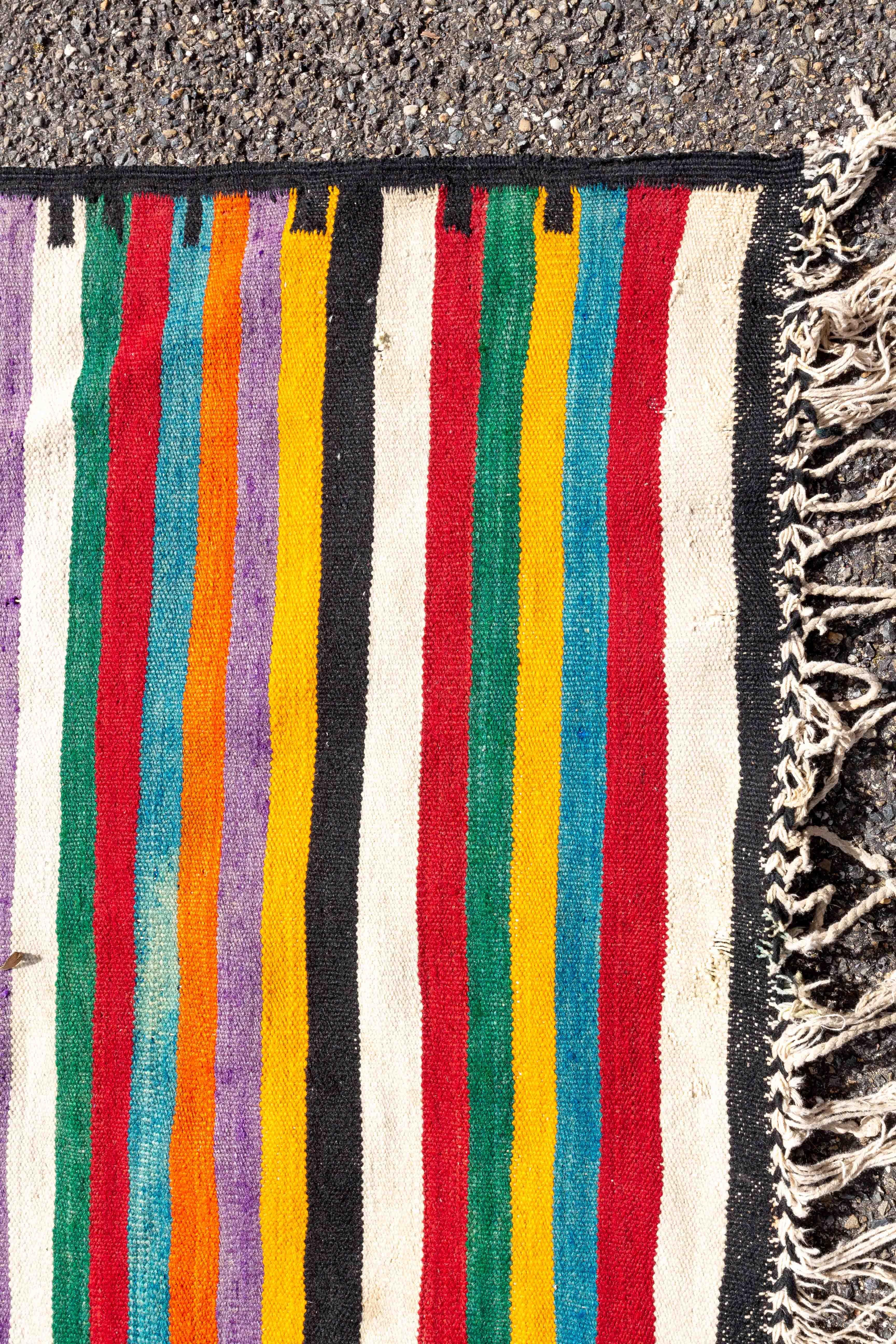Afgan Kilim Carpet Multicolor and Geometric Patterns, circa 1950 For Sale 3
