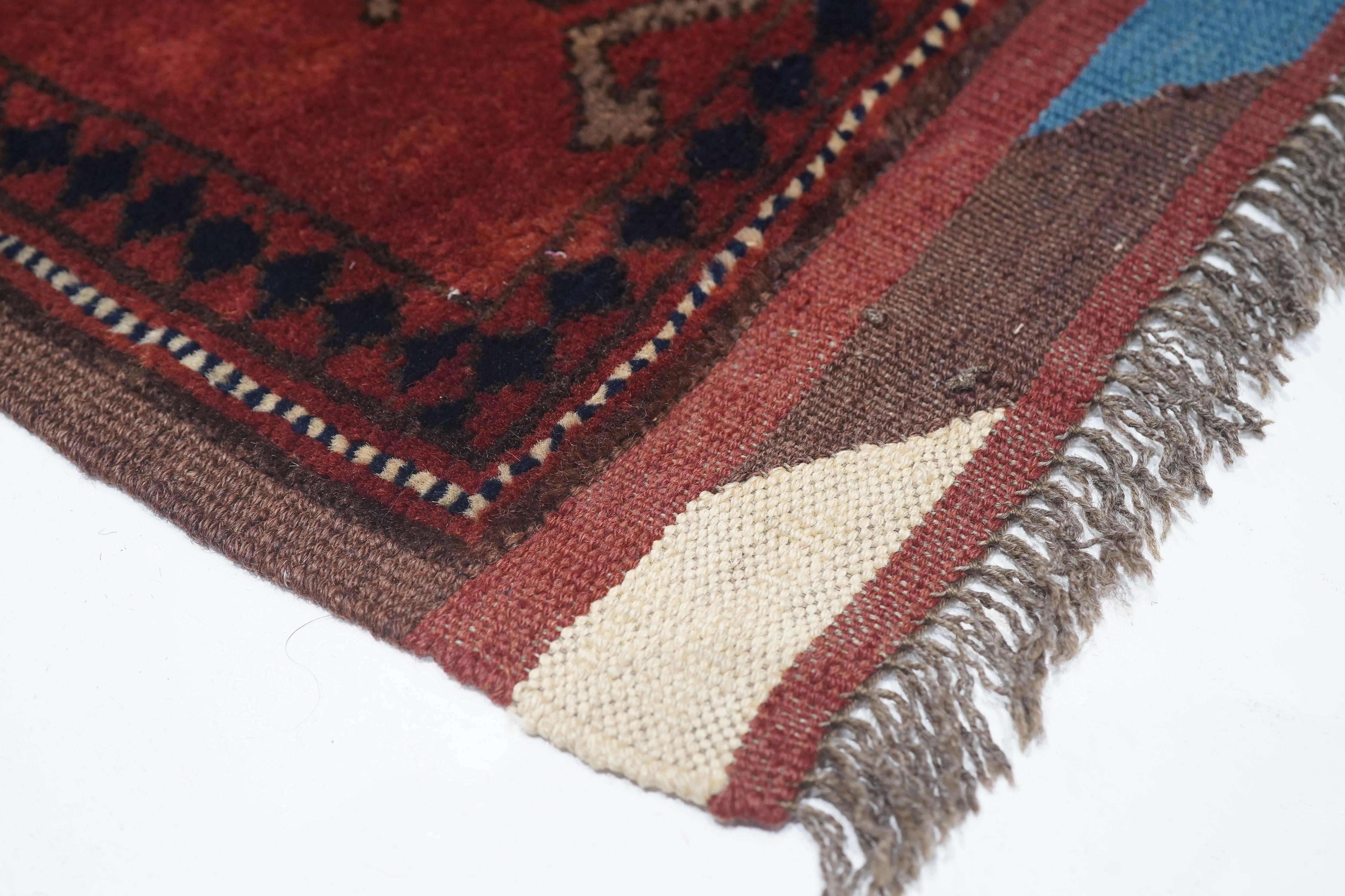 Noué à la main Tapis de sol afghan 5'3