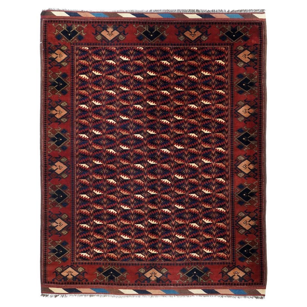 Tapis de sol afghan 5'3" x 6'4" en vente