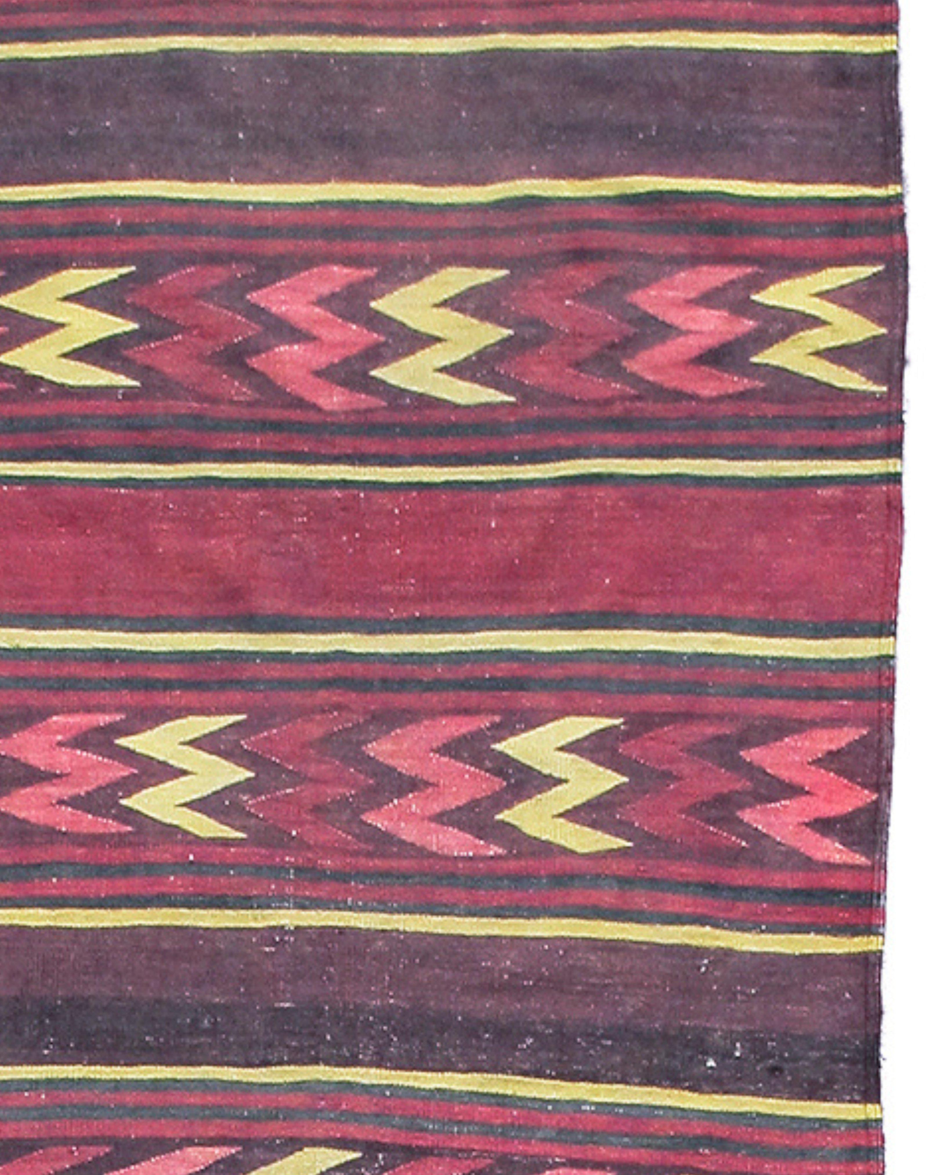 Hand-Knotted Afghan Baluch Kilim Runner Rug, Mid-20th Century For Sale