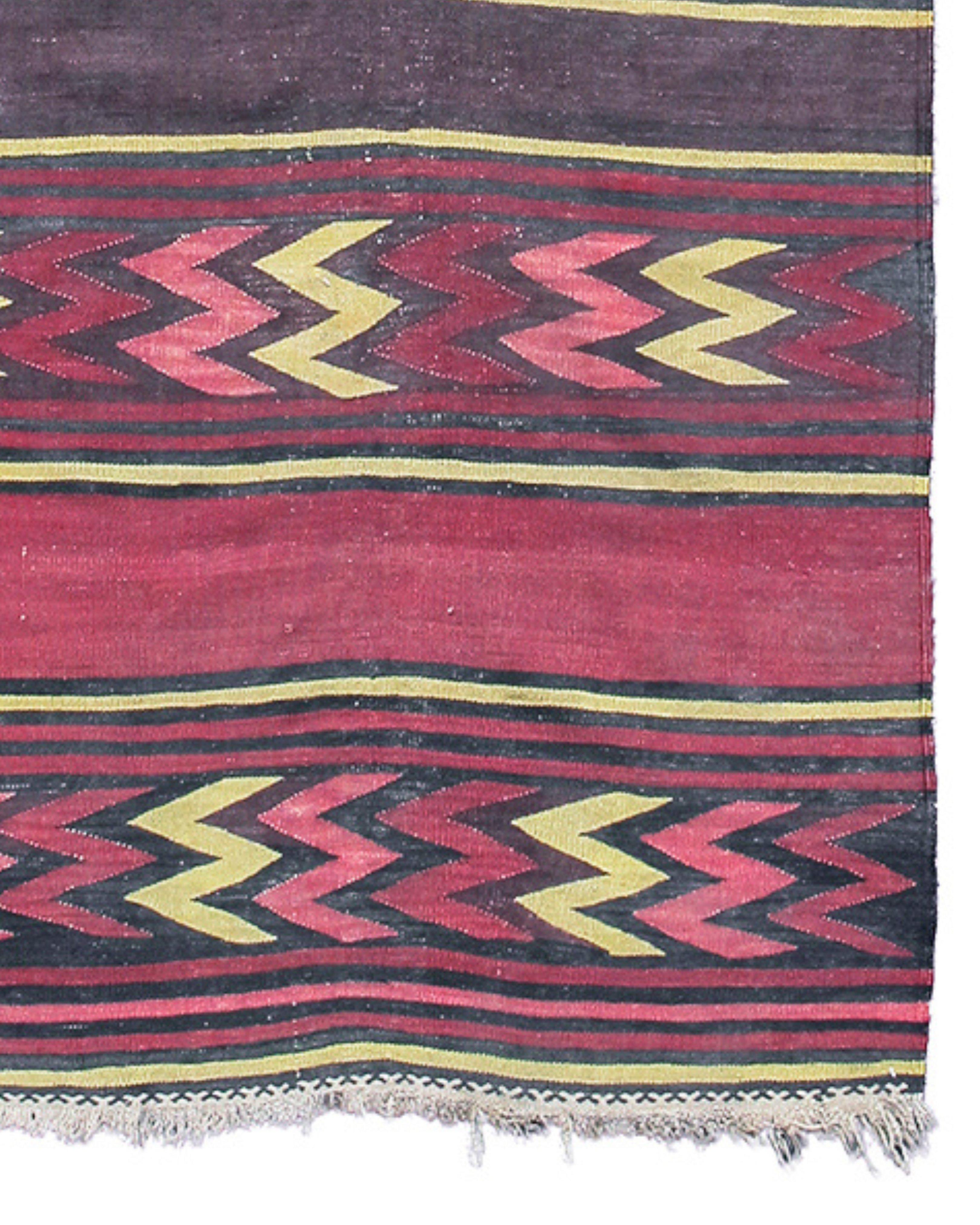 Wool Afghan Baluch Kilim Runner Rug, Mid-20th Century For Sale