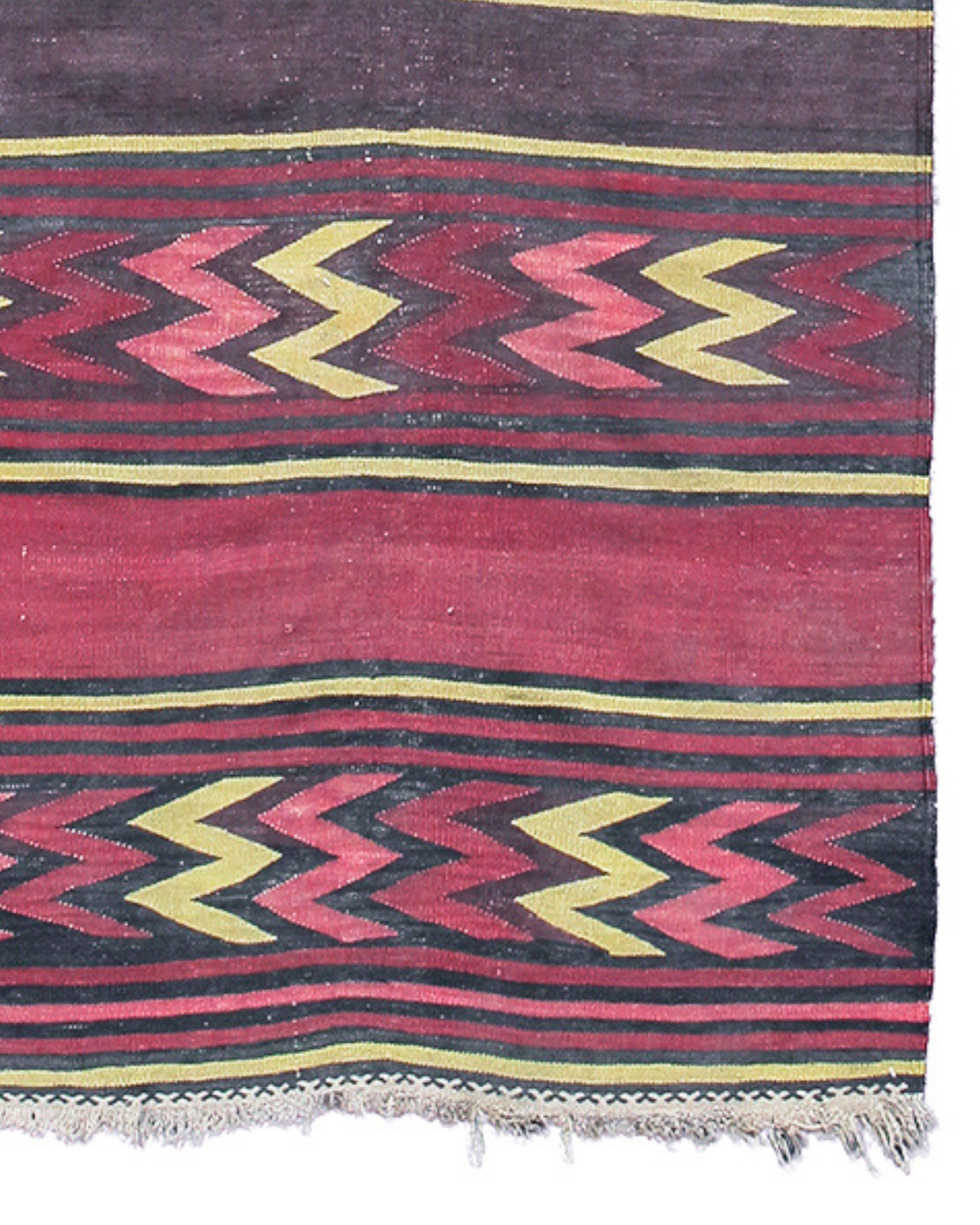 Wool Afghan Baluch Kilim Runner, Mid-20th Century For Sale
