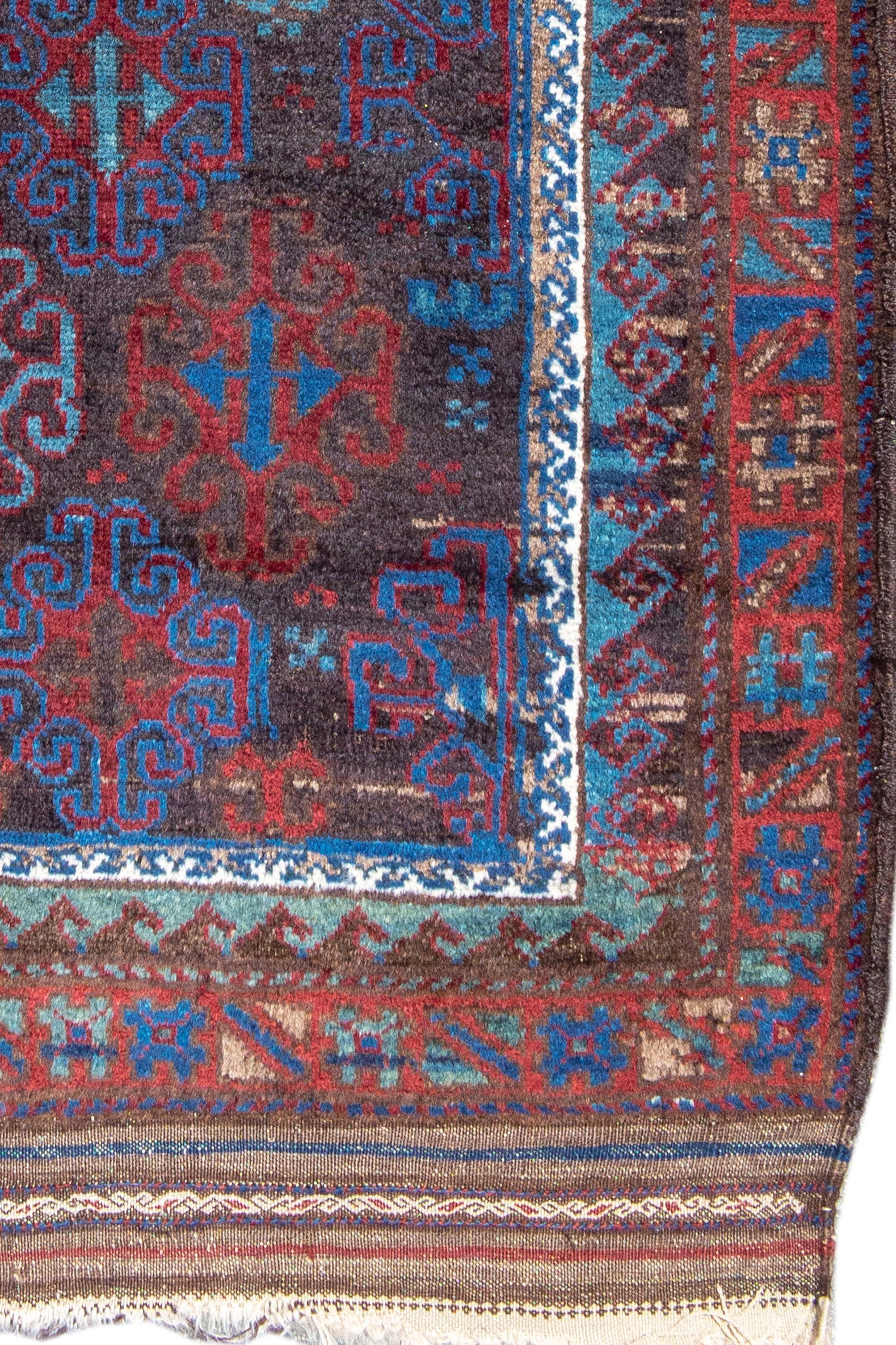 Noué à la main Tapis de prière baloutche afghan, 19e siècle (4e Q) en vente