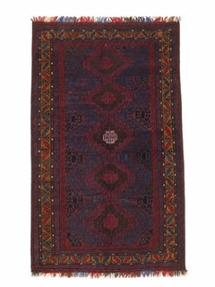 Afghan Baluch-Style Persian Tribal Rug with Geometric Medallions, 61 x 100.8 in