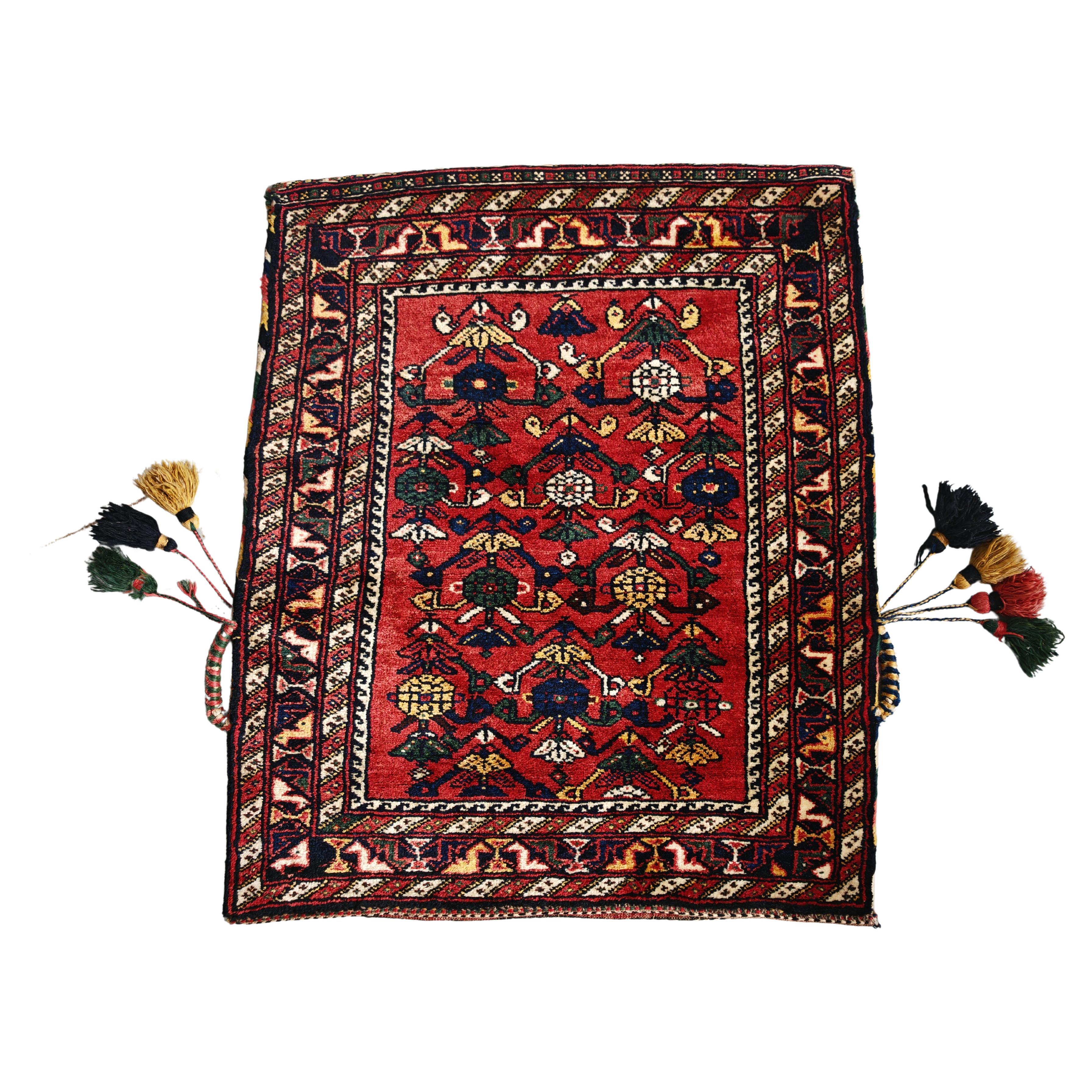 Afghan Big Single Jual, hand-woven Tribal bag or floor pillow case, 1950s