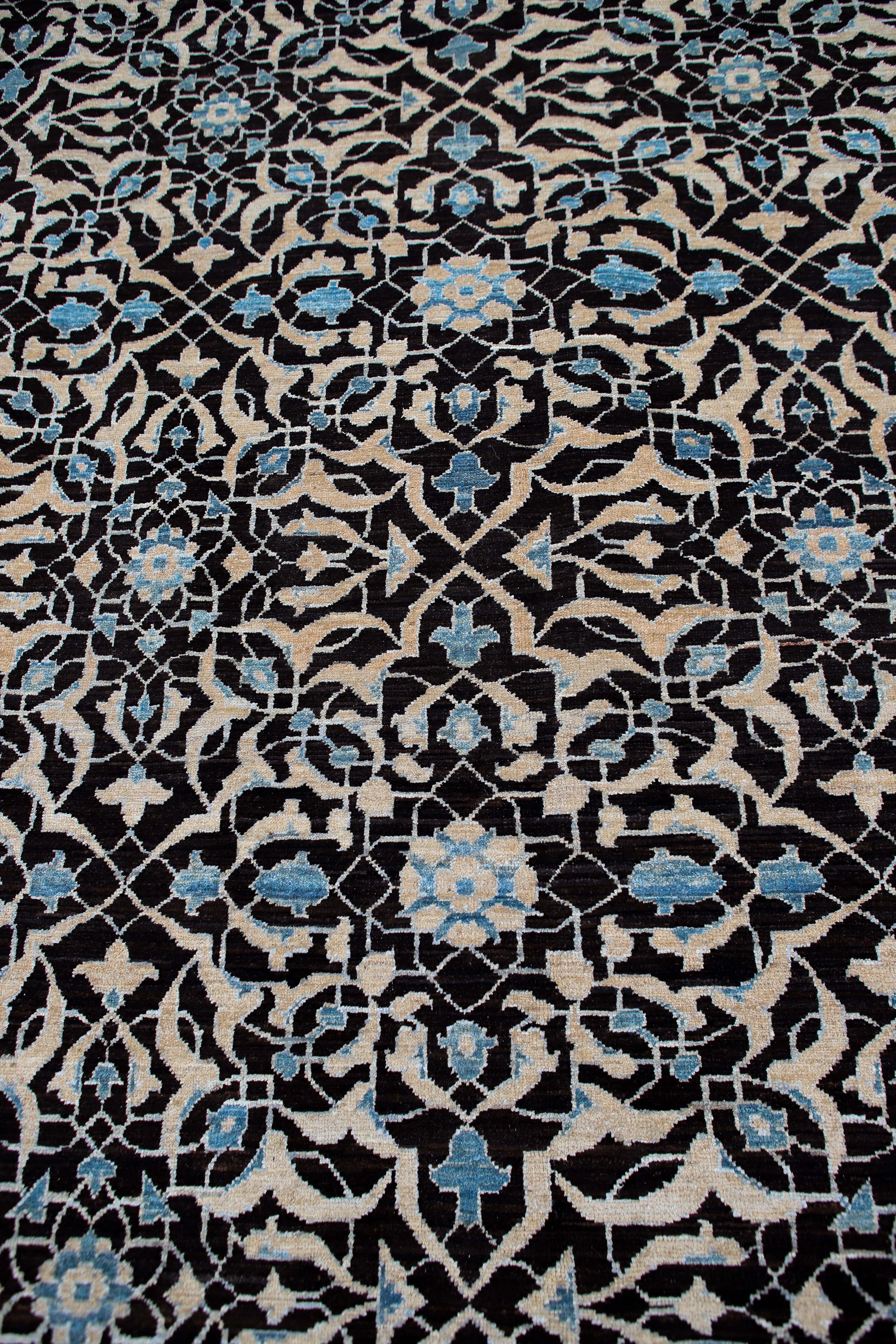 Afghan Blue Geometric Rug In Excellent Condition For Sale In Los Angeles, CA