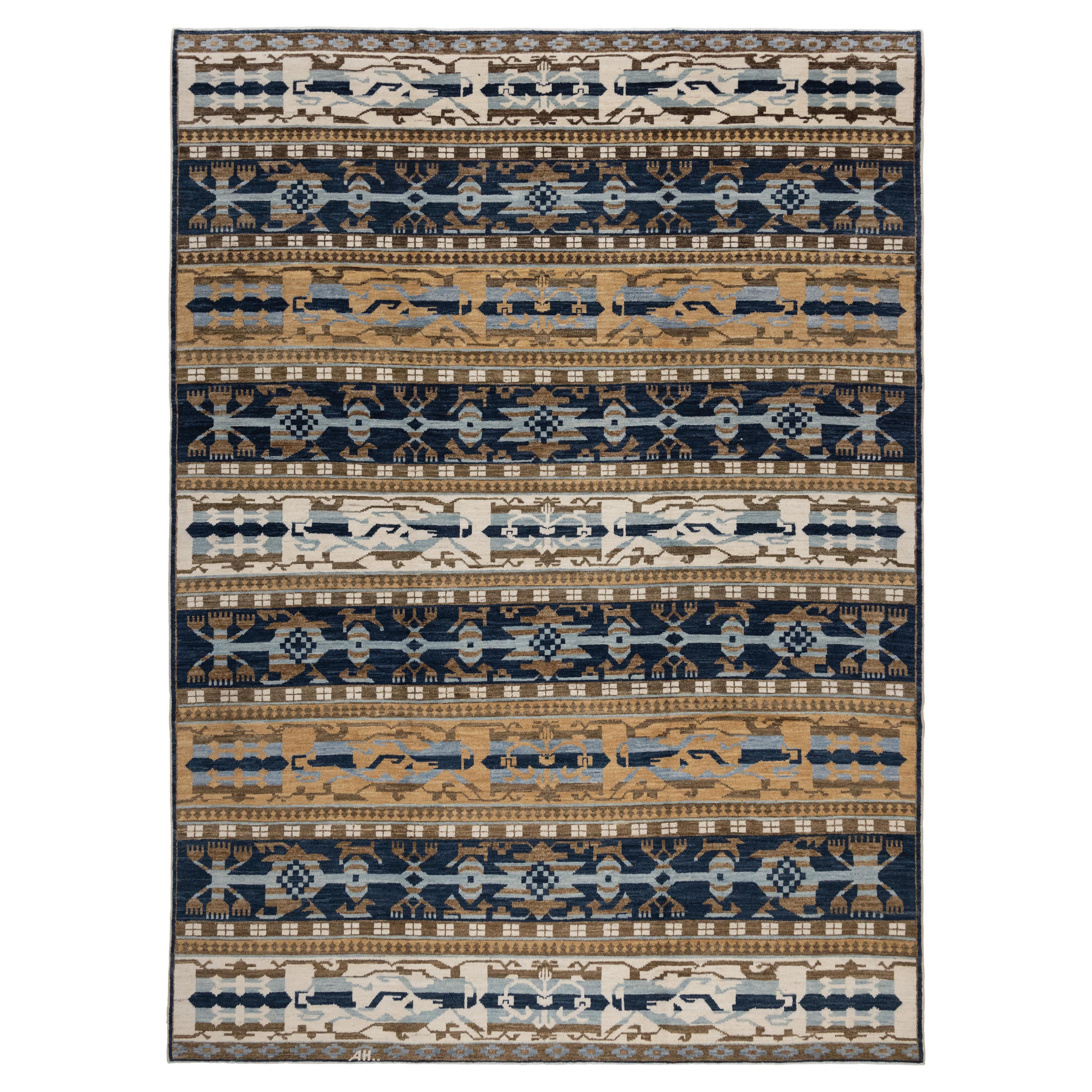 Tappeto di design transitorio Afghan Blue in vendita