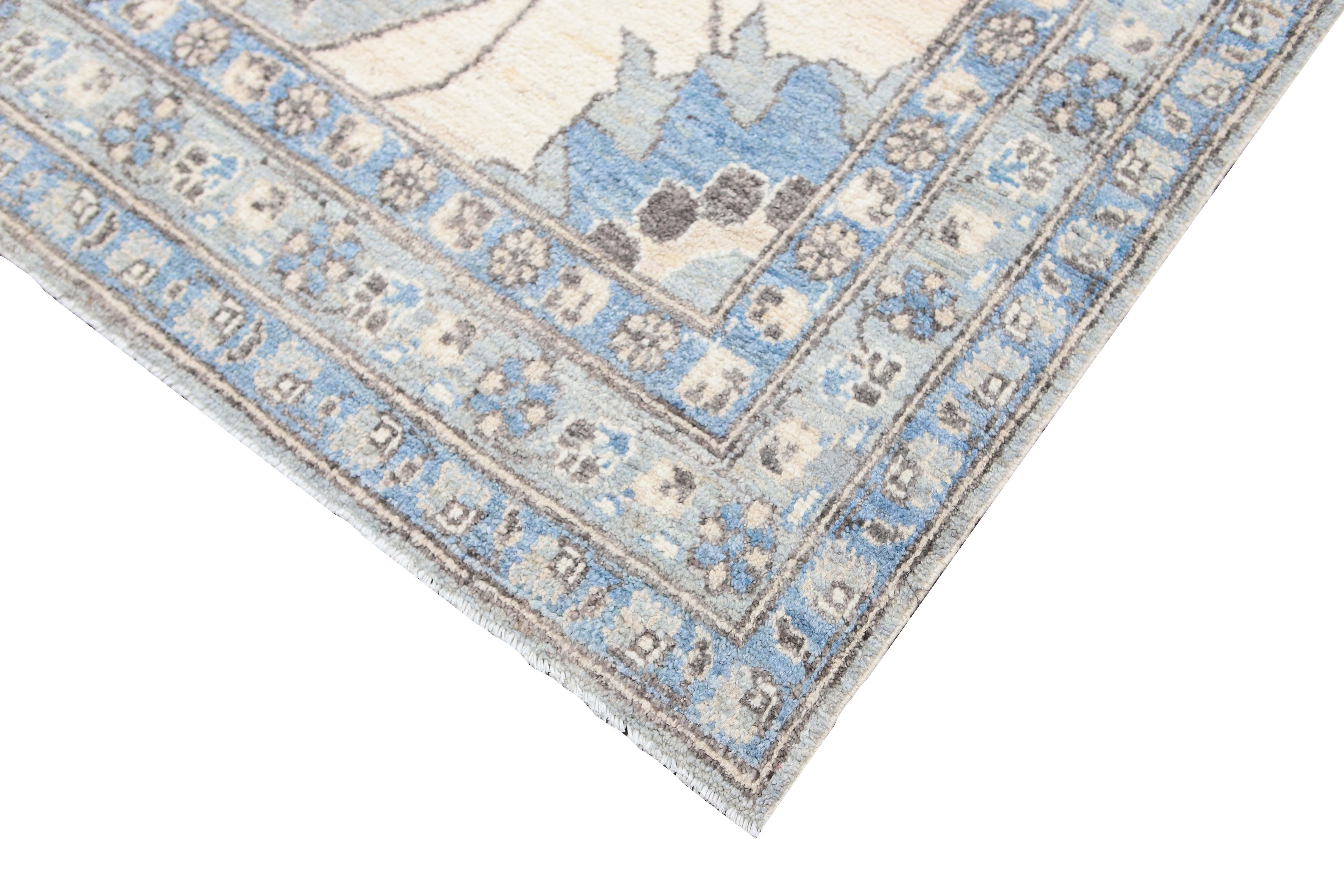 20th Century Afghan Blue Transitional Rug For Sale