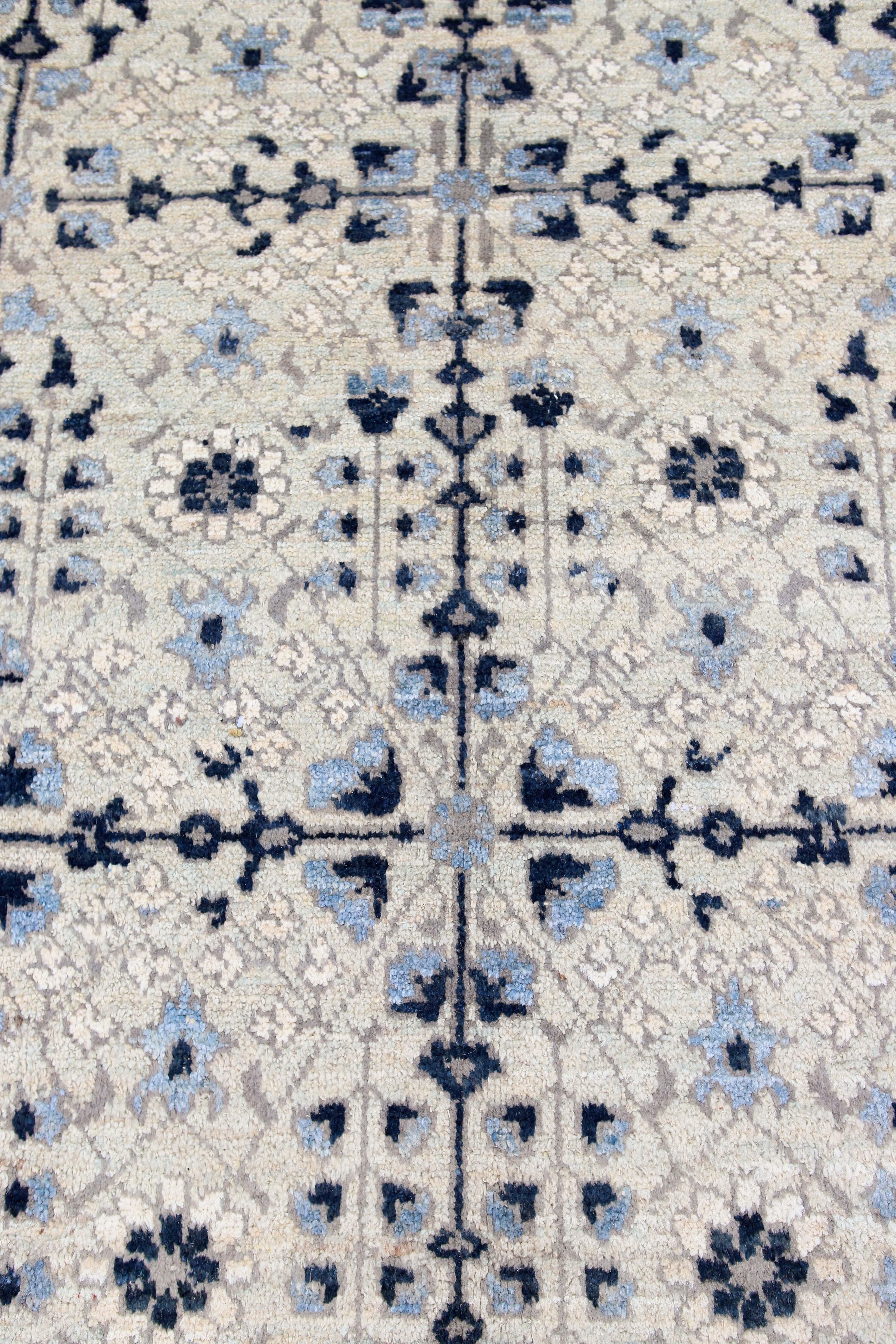 Afghan Blue Transitional Rug In Excellent Condition For Sale In Los Angeles, CA