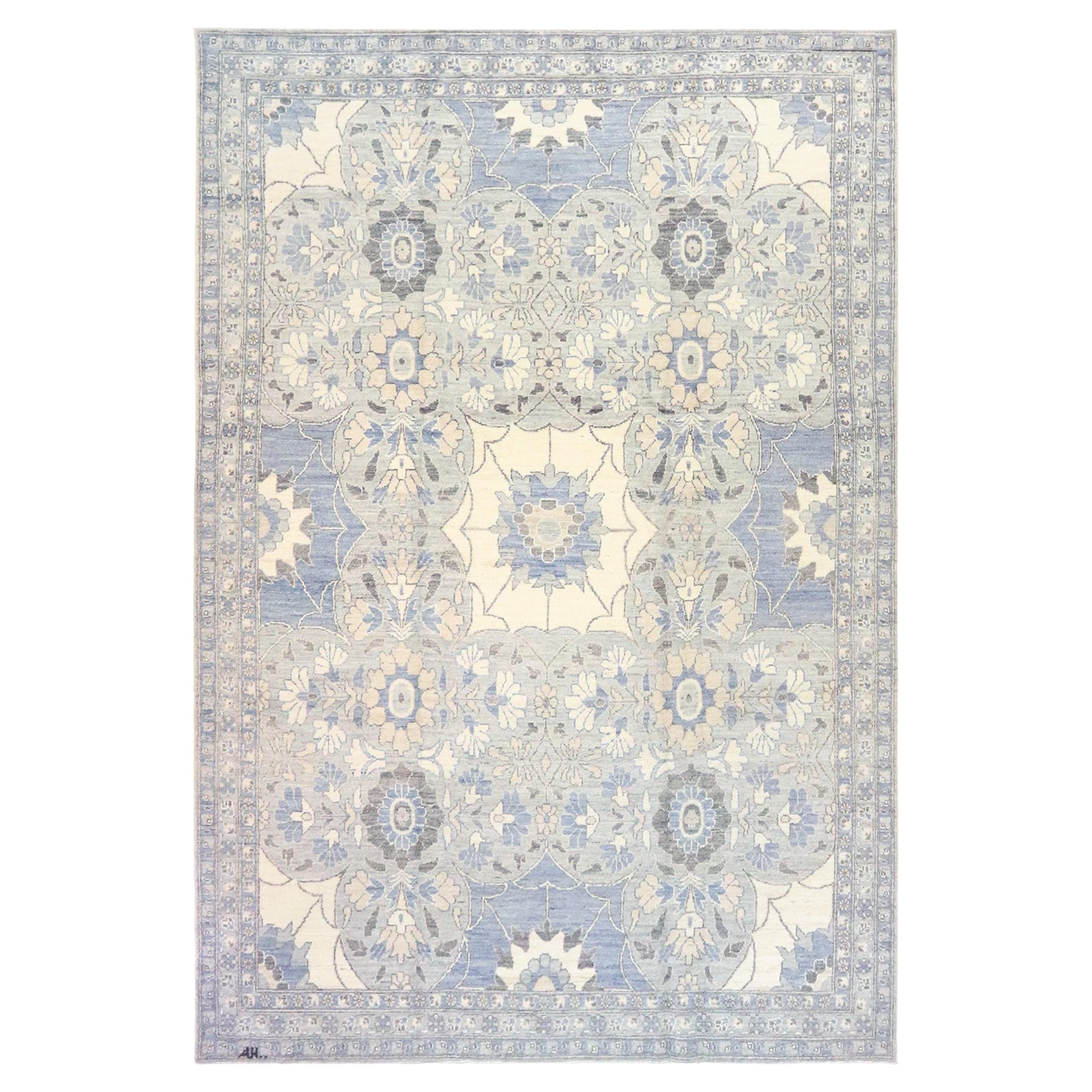 Afghan Blue Transitional Rug For Sale