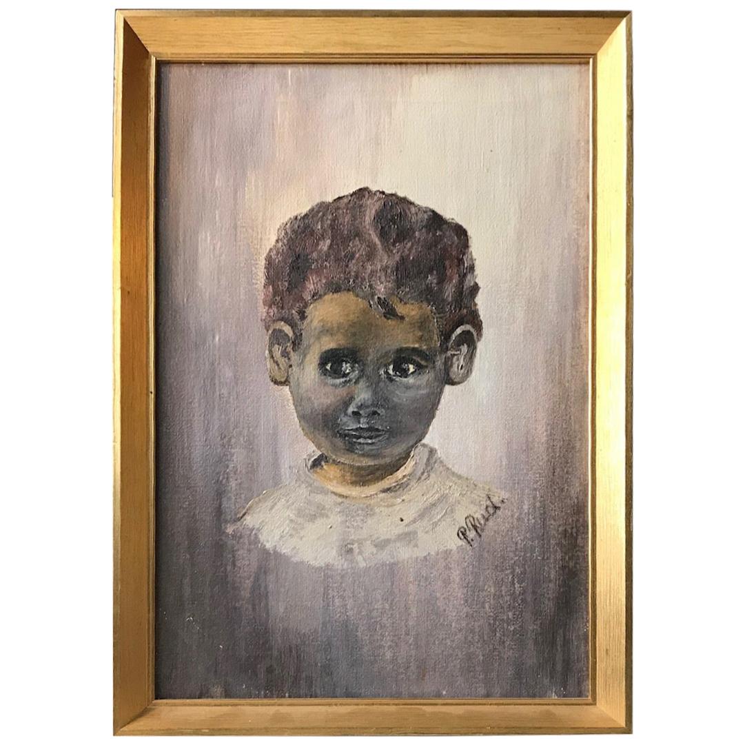 Afghan Boy, Oil Painting by Danish Artist P. Rüd, 1990s For Sale